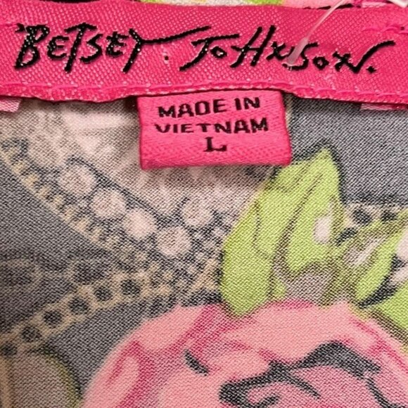 Betsey Johnson Secret Garden Top Roses Gold Rings Hearts - Black/Pink - L - Picture 5 of 10